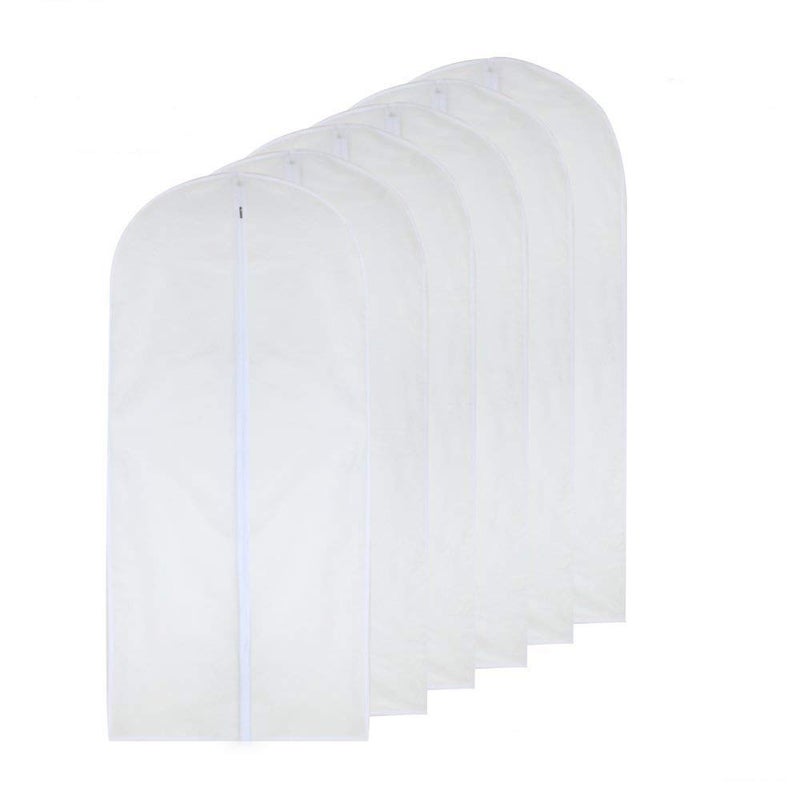 HomeClean Garment Bags for Hanging Clothes 24'' x 40'' Suit Hanging Garment Bags White Breathable Suit Covers for Closet Full Zipper Dust Cover for Suits Dance Clothes Closet Pack of 6 - Image 1